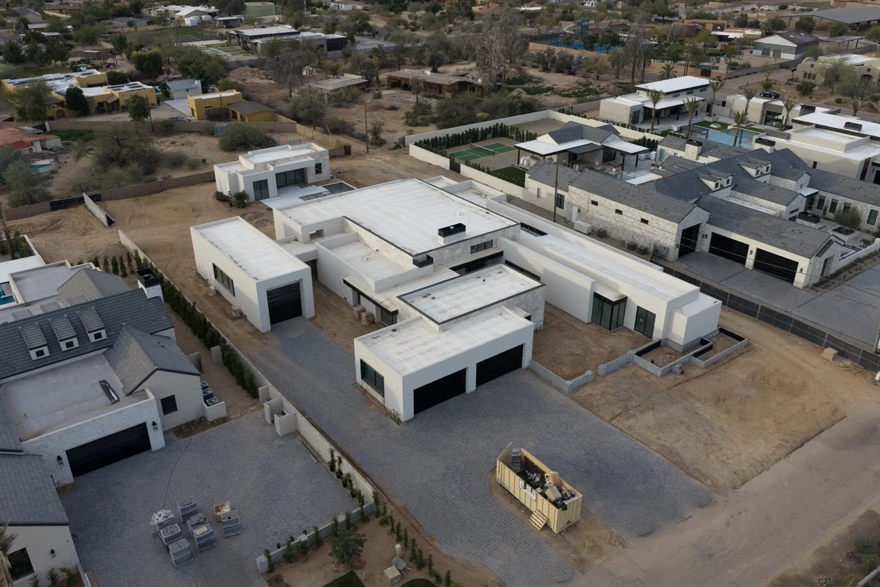 Paradise Drive Estate construction aerial side view